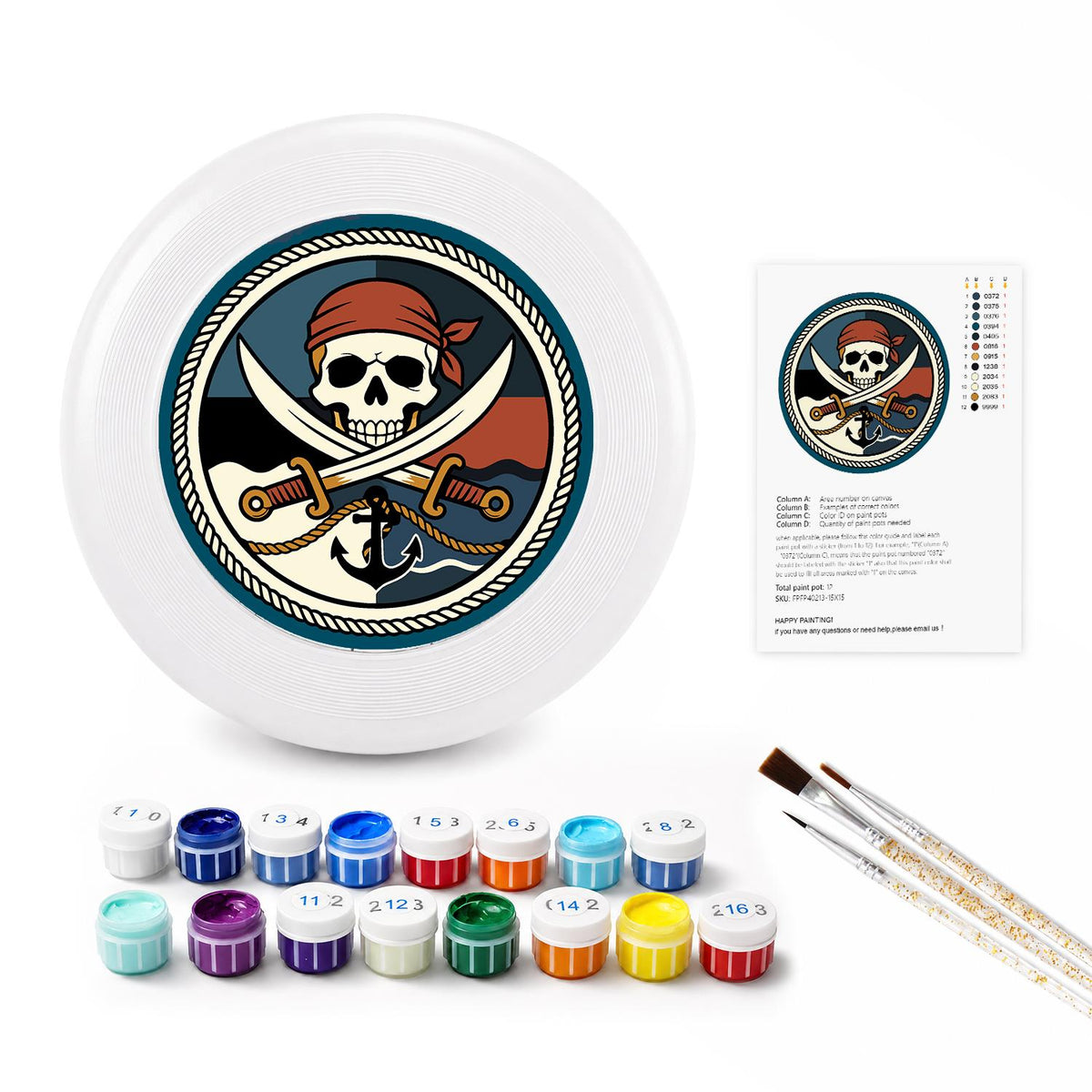 Pirate Skull and Swords (Paint by Numbers Flying Disc)