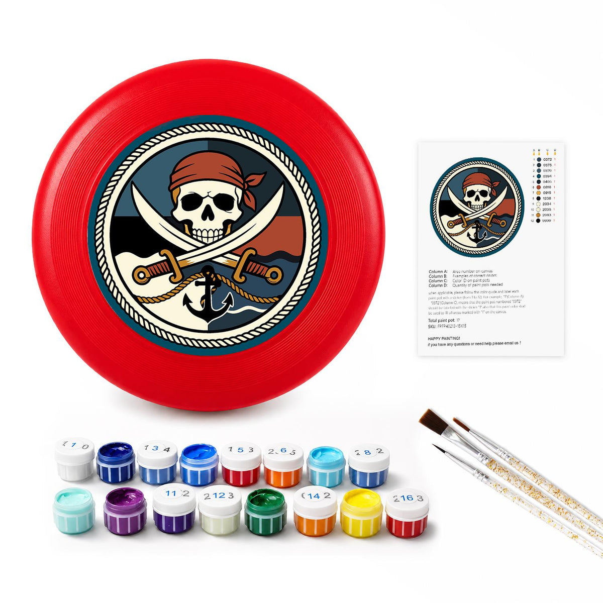 Pirate Skull and Swords (Paint by Numbers Flying Disc)