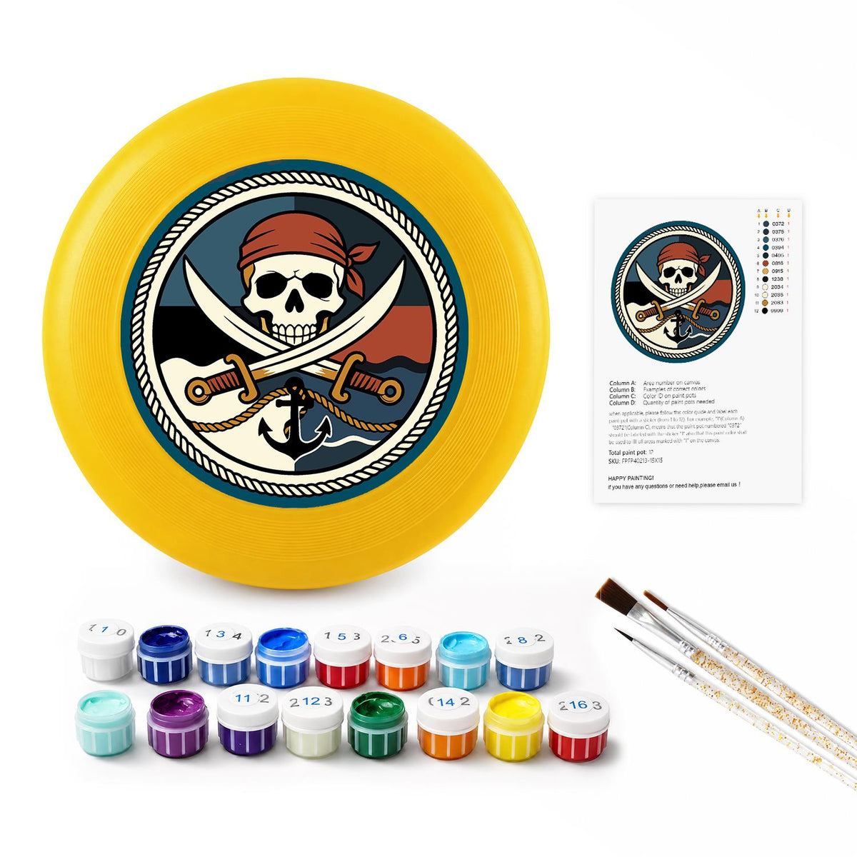 Pirate Skull and Swords (Paint by Numbers Flying Disc)