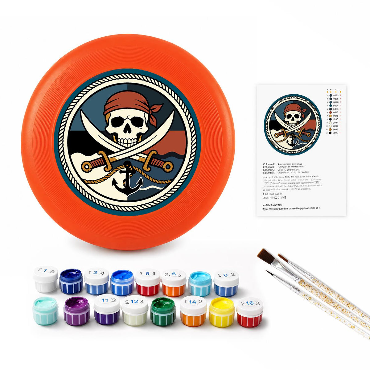 Pirate Skull and Swords (Paint by Numbers Flying Disc)