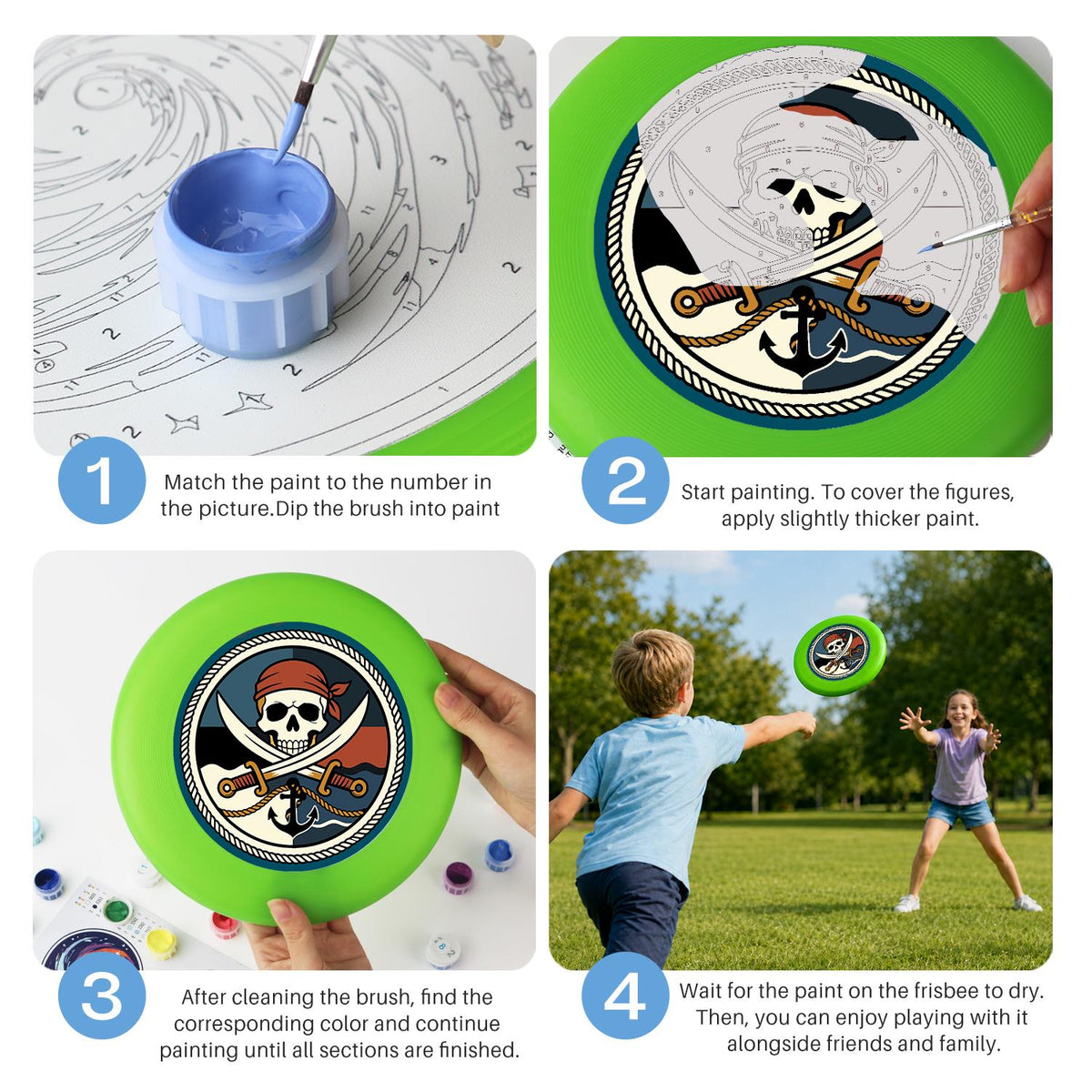Pirate Skull and Swords (Paint by Numbers Flying Disc)