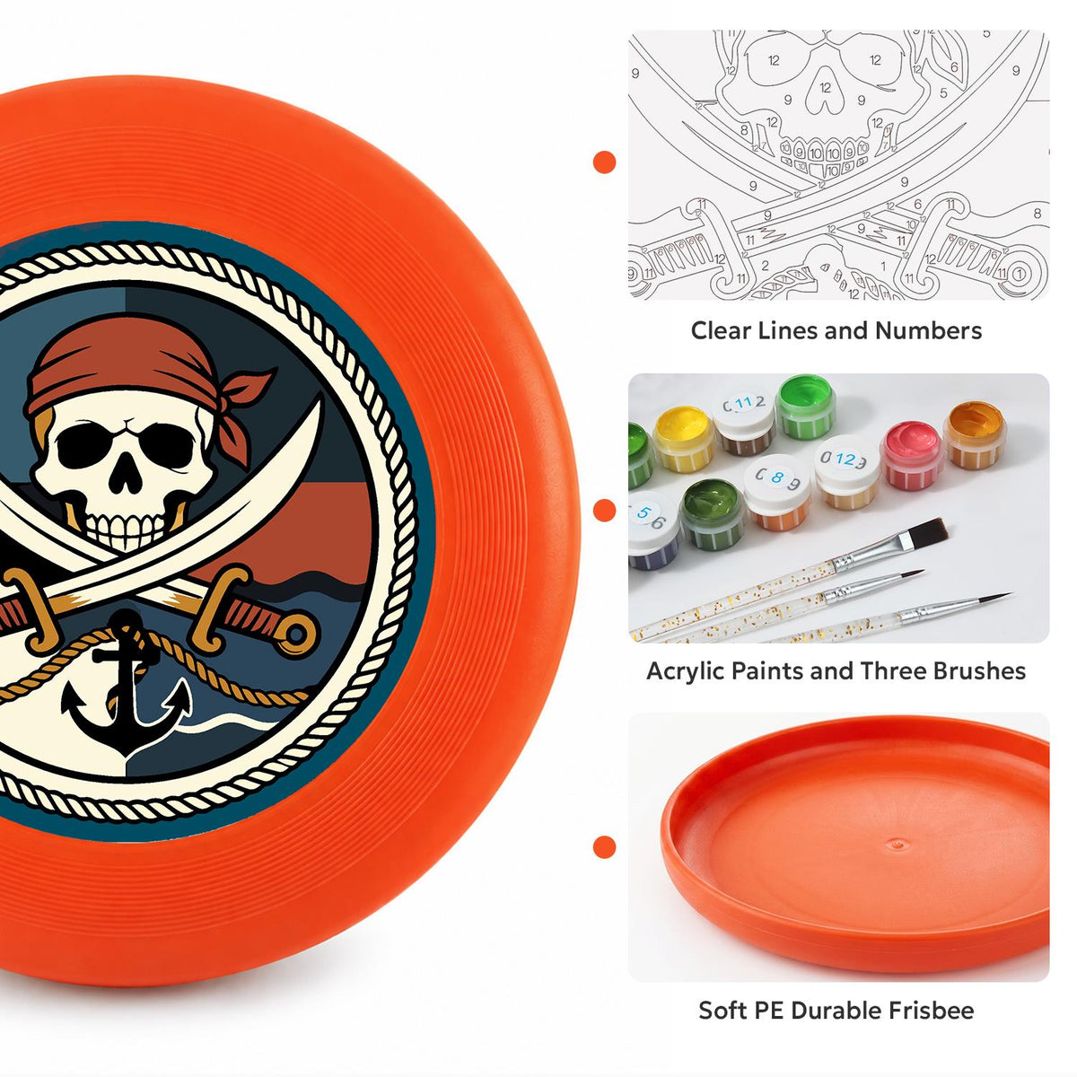 Pirate Skull and Swords (Paint by Numbers Flying Disc)