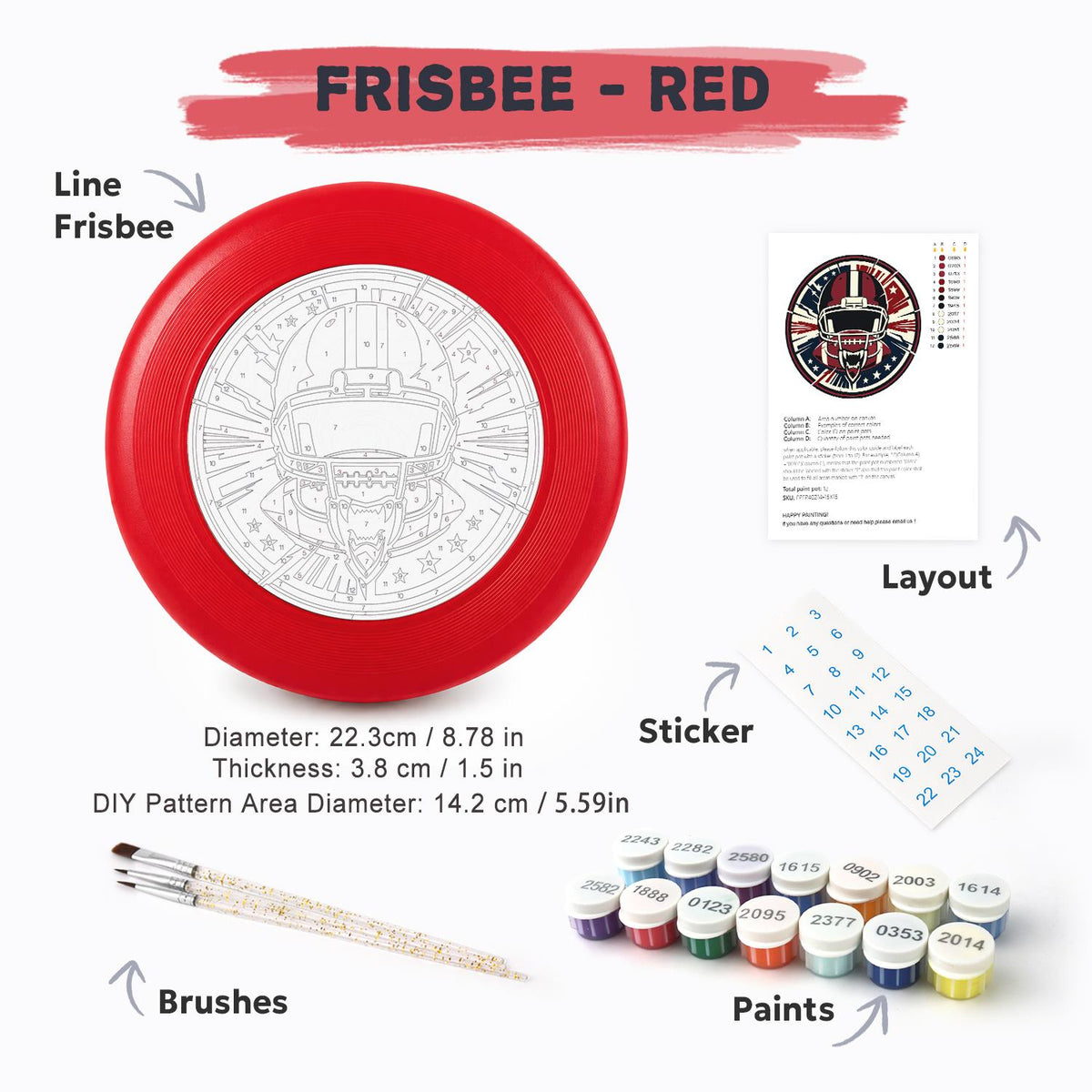 Football Helmet Emblem (Paint by Numbers Flying Disc)