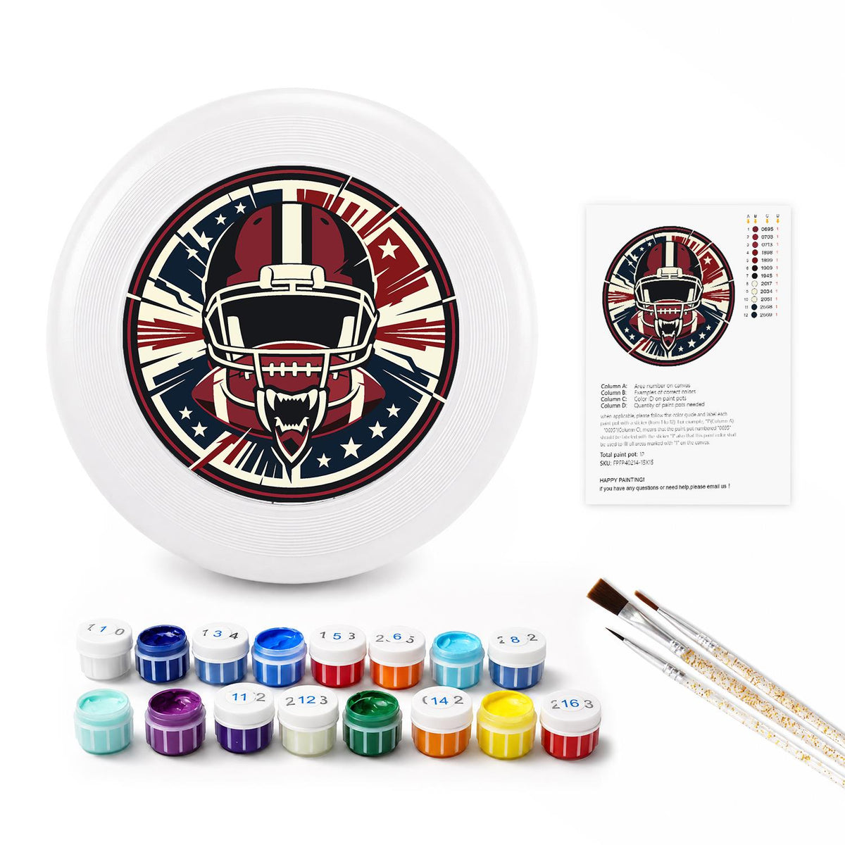 Football Helmet Emblem (Paint by Numbers Flying Disc)
