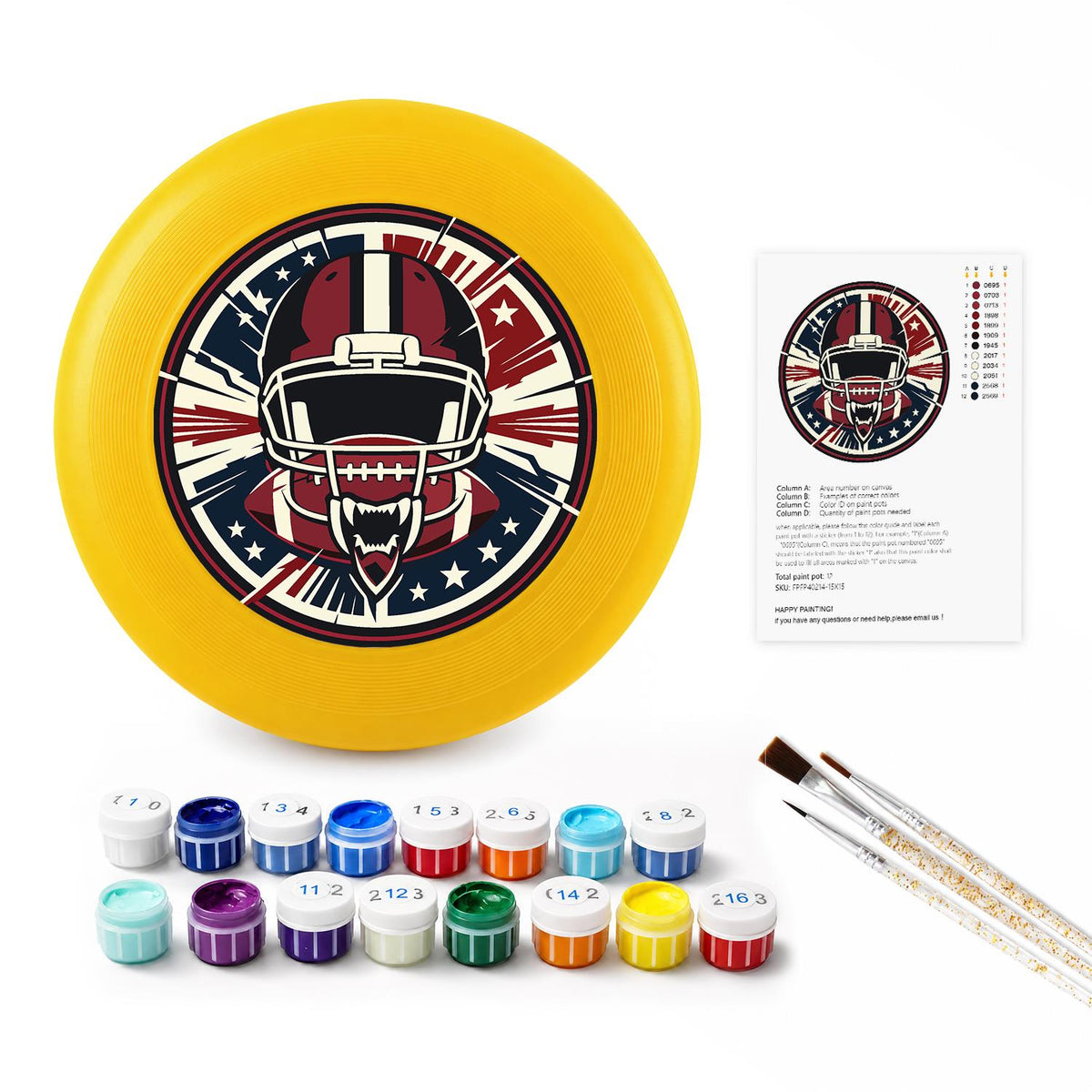 Football Helmet Emblem (Paint by Numbers Flying Disc)