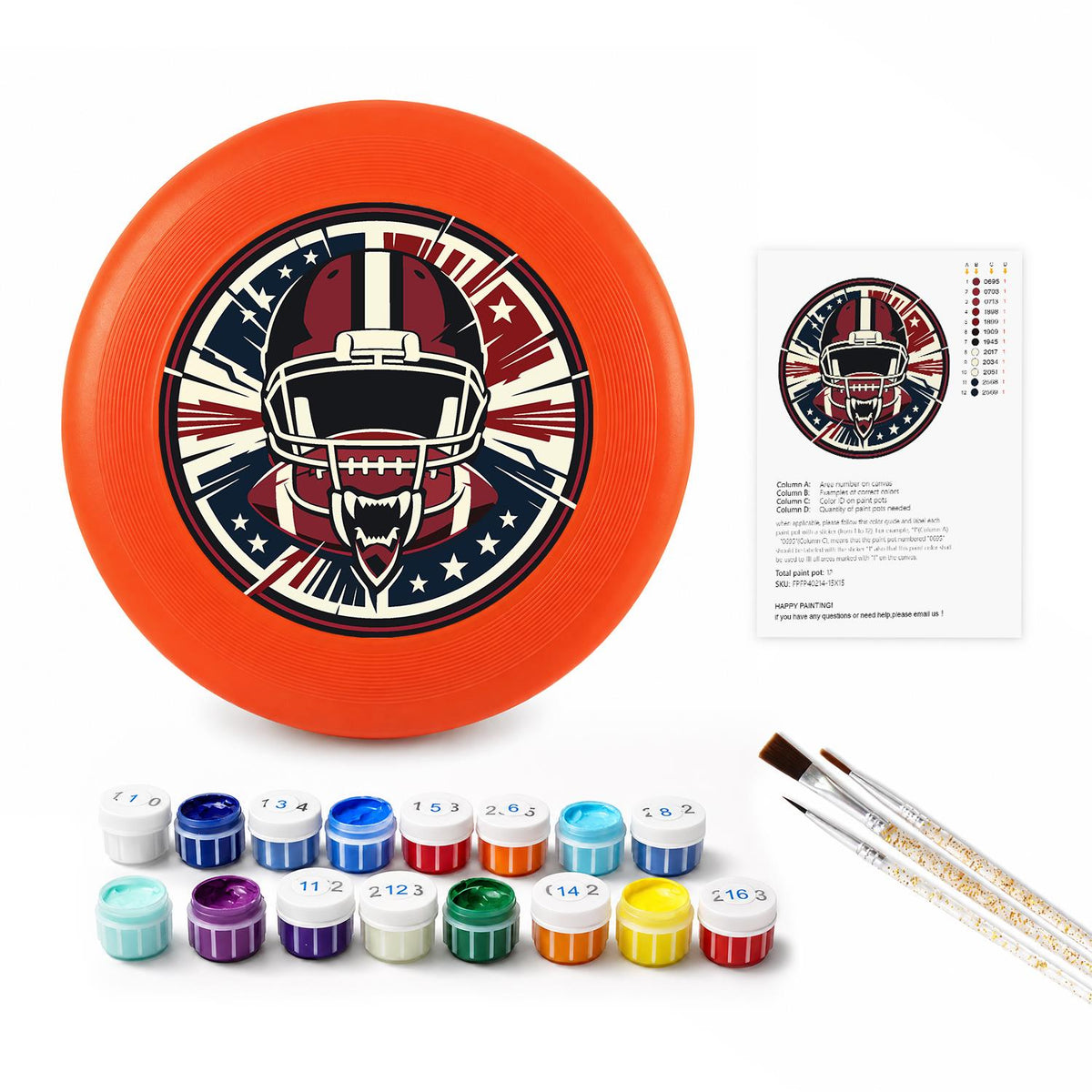 Football Helmet Emblem (Paint by Numbers Flying Disc)