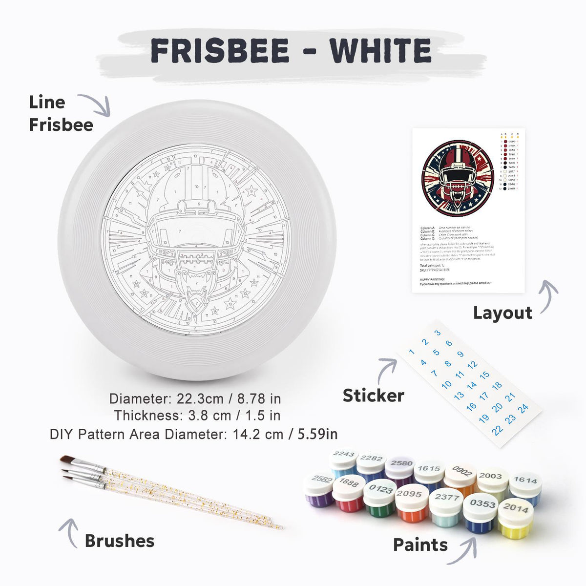 Football Helmet Emblem (Paint by Numbers Flying Disc)