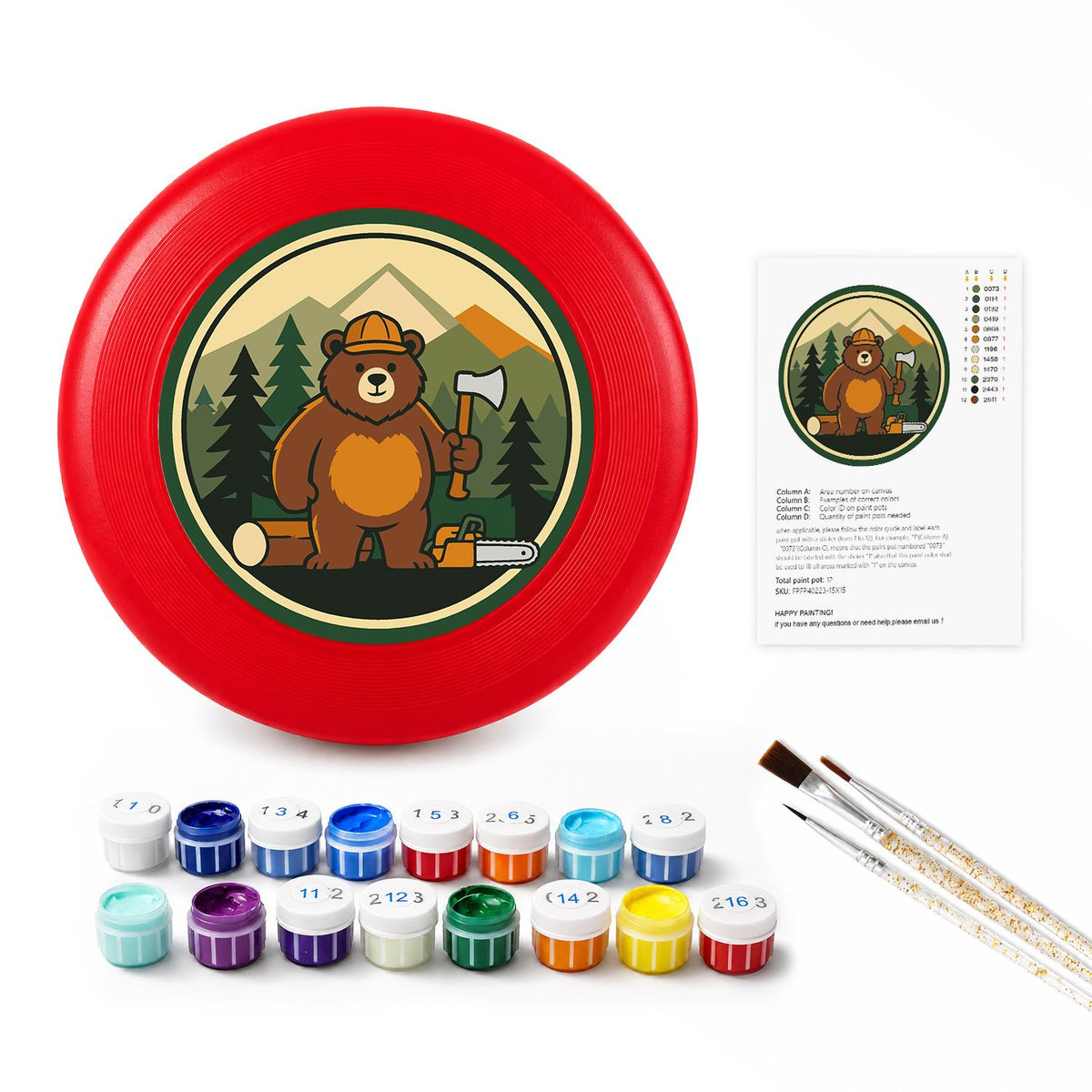 Woodland Bear (Paint by Numbers Flying Disc)