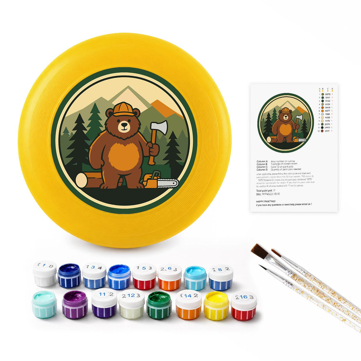 Woodland Bear (Paint by Numbers Flying Disc)