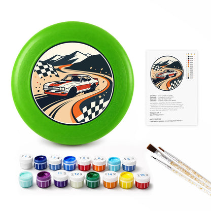 Racing Car and Checkered Flags (Paint by Numbers Flying Disc)