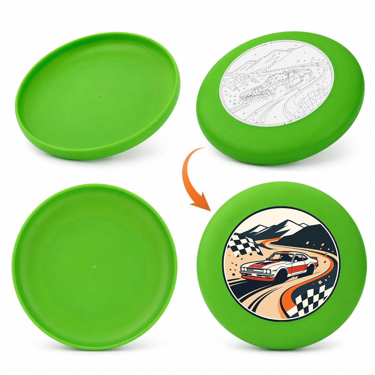 Racing Car and Checkered Flags (Paint by Numbers Flying Disc)