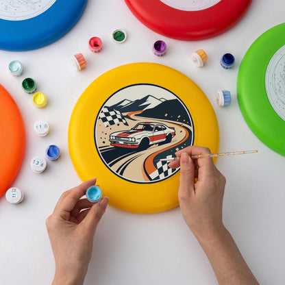 Racing Car and Checkered Flags (Paint by Numbers Flying Disc)