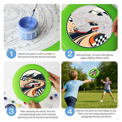 Racing Car and Checkered Flags (Paint by Numbers Flying Disc)