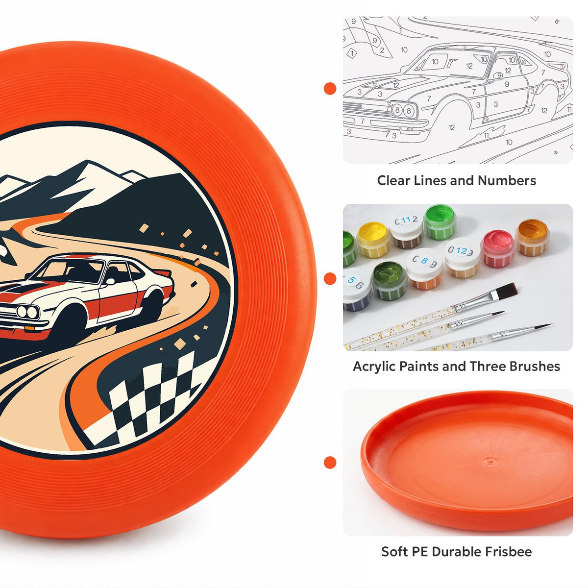 Racing Car and Checkered Flags (Paint by Numbers Flying Disc)