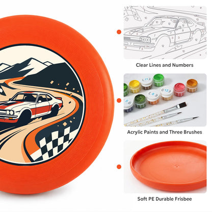 Racing Car and Checkered Flags (Paint by Numbers Flying Disc)