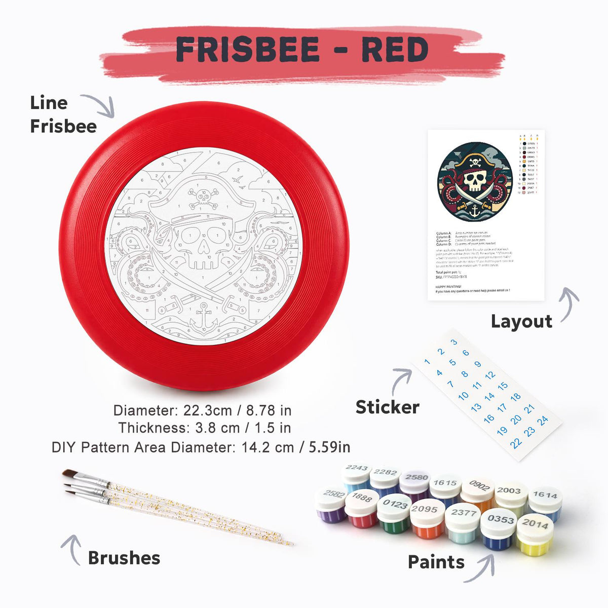 Pirate Captain Emblem (Paint by Numbers Flying Disc)