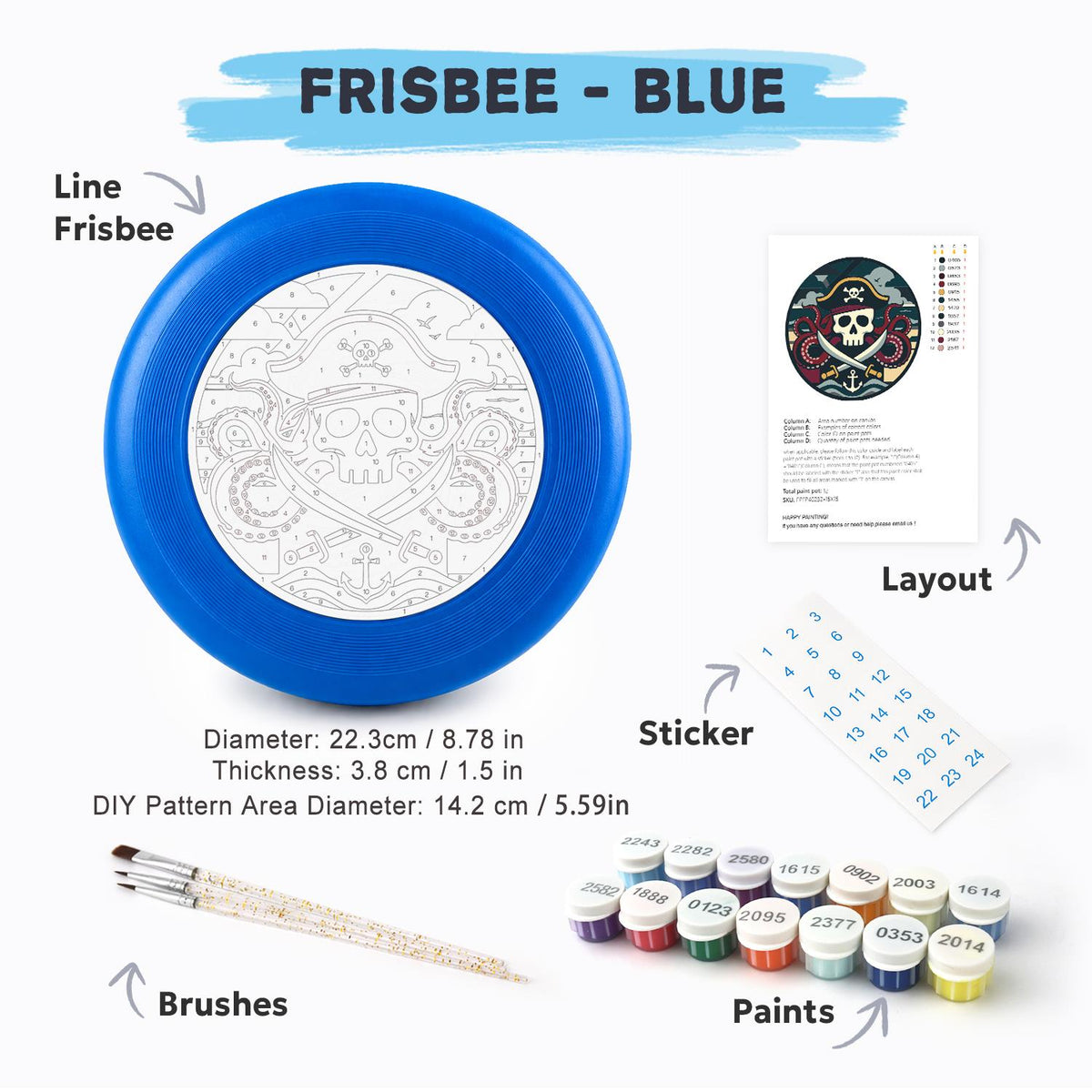 Pirate Captain Emblem (Paint by Numbers Flying Disc)