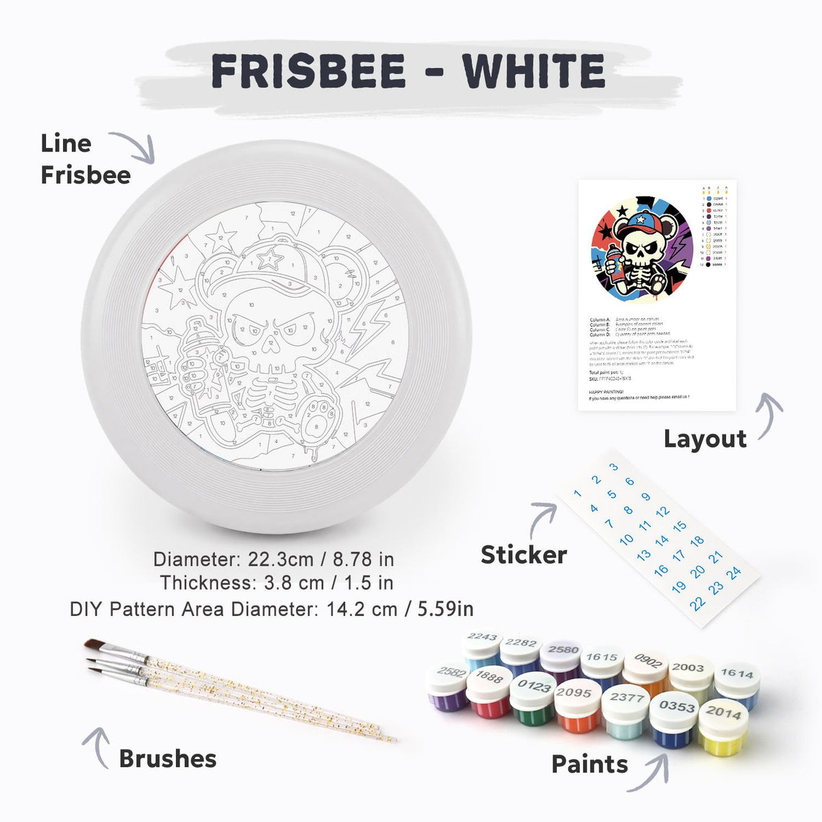 Stars and Stripes Skull (Paint by Numbers Flying Disc)