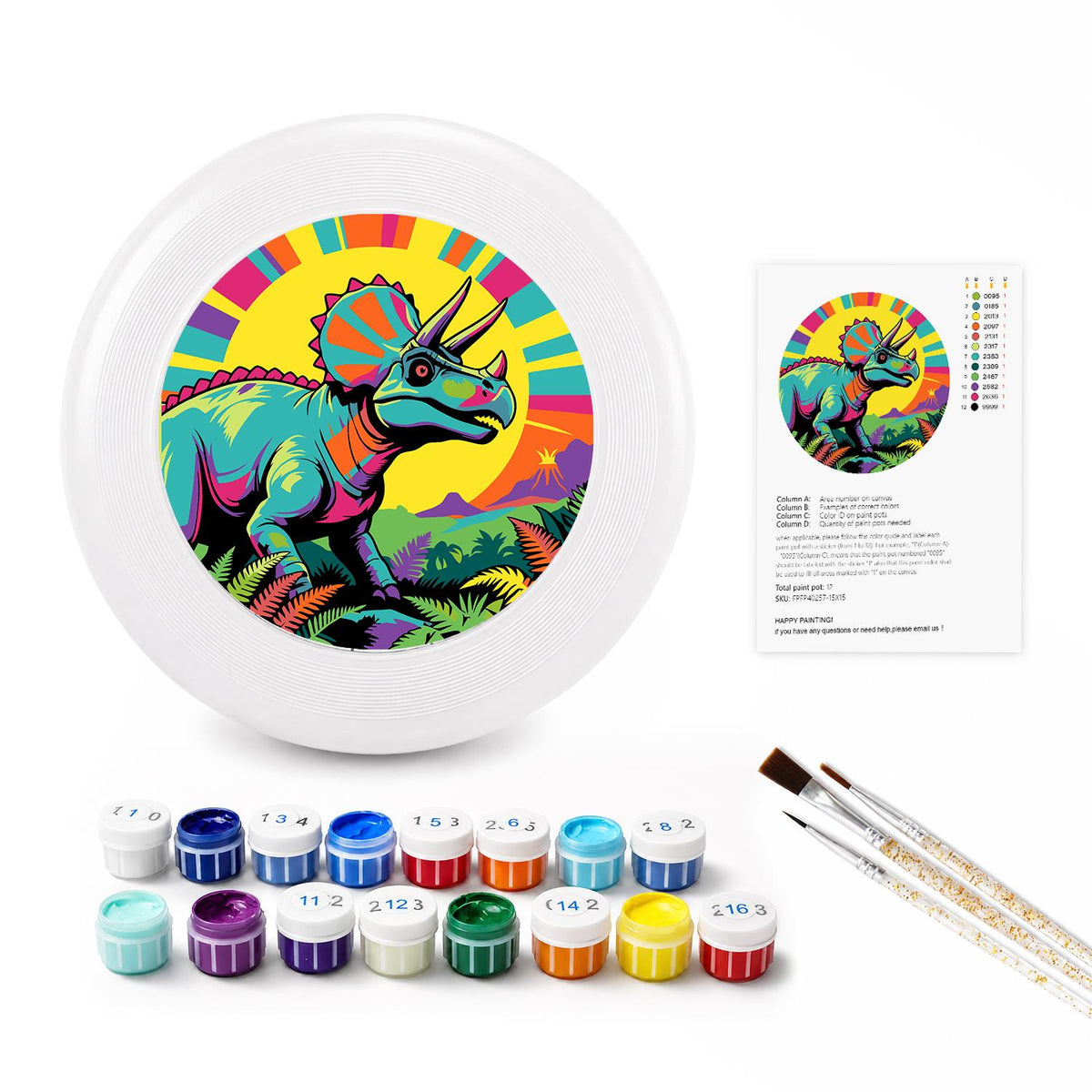 Colourful Triceratops (Paint by Numbers Flying Disc)