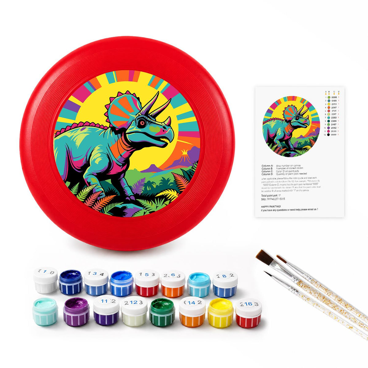 Colourful Triceratops (Paint by Numbers Flying Disc)