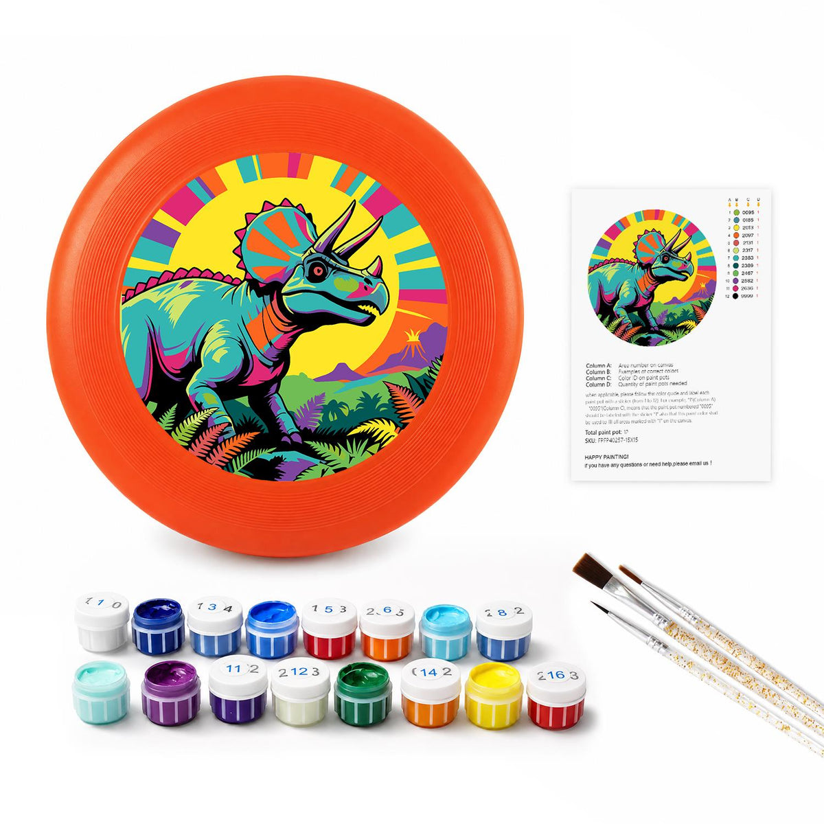 Colourful Triceratops (Paint by Numbers Flying Disc)