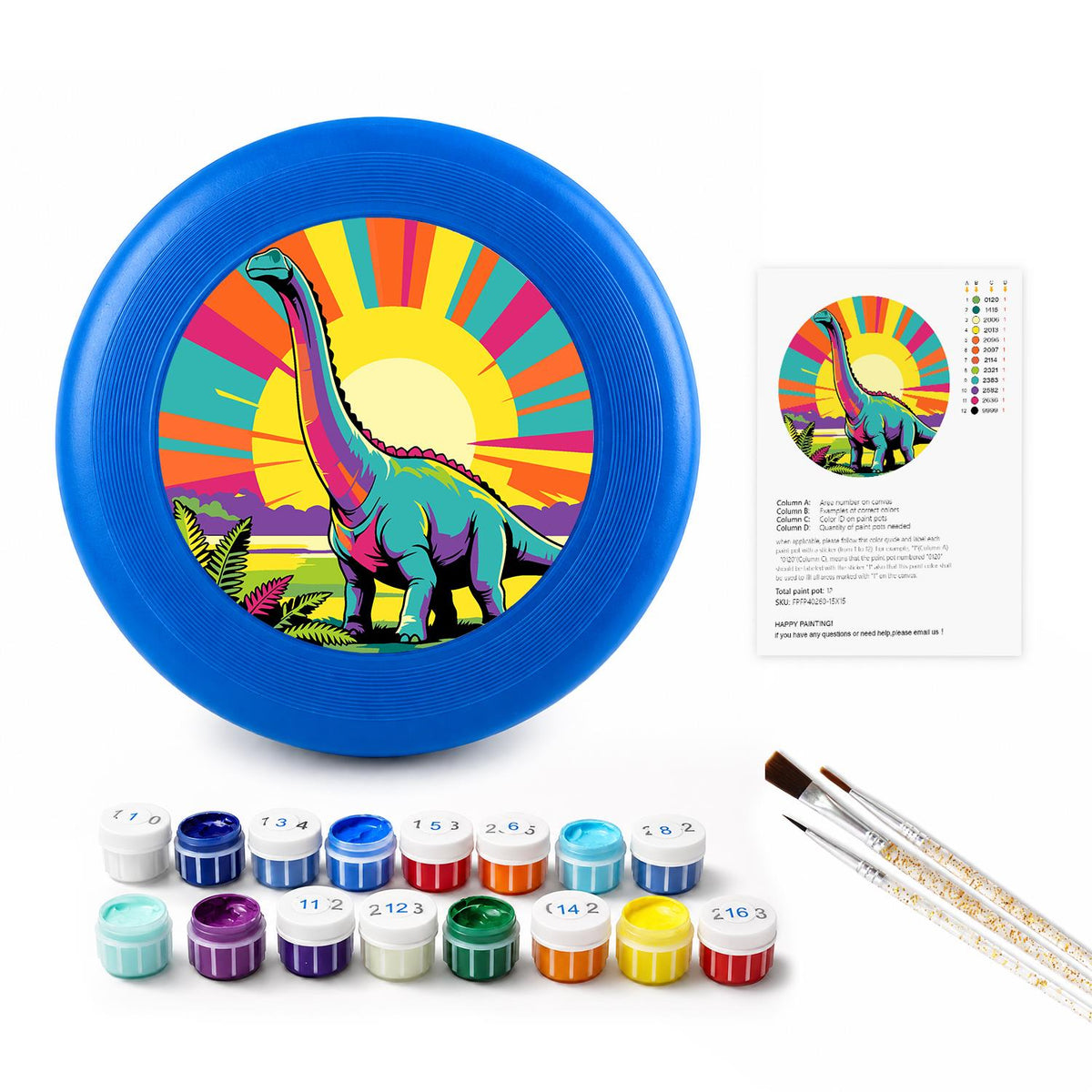 Sunrise Long-Neck Dinosaur (Paint by Numbers Flying Disc)