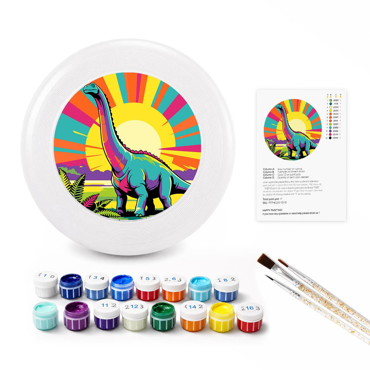 Sunrise Long-Neck Dinosaur (Paint by Numbers Flying Disc)
