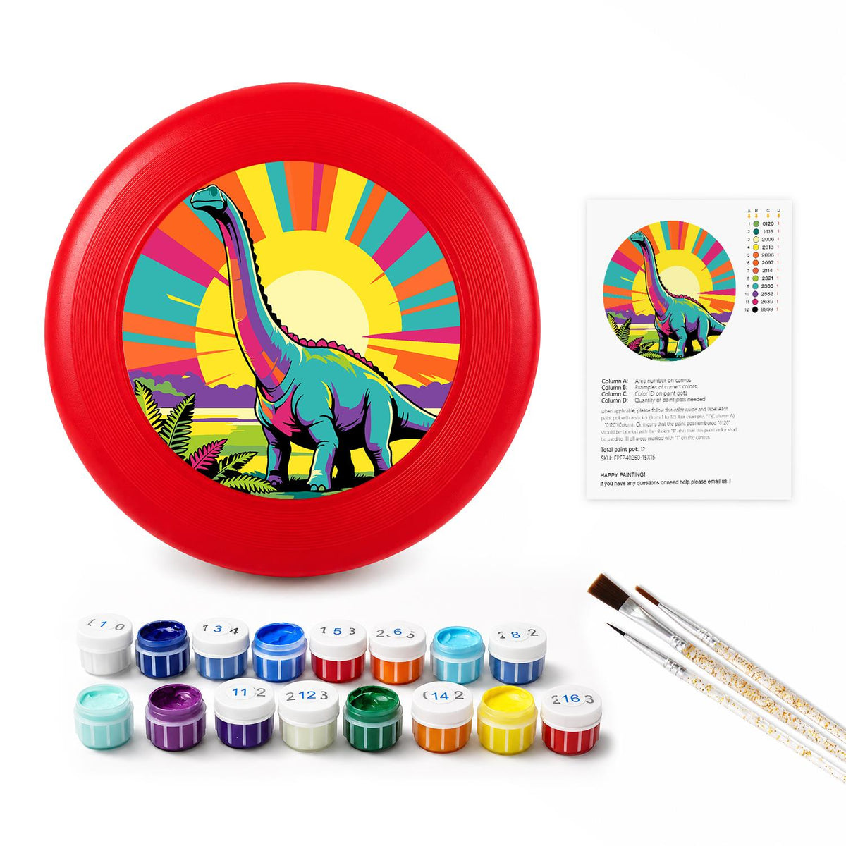 Sunrise Long-Neck Dinosaur (Paint by Numbers Flying Disc)
