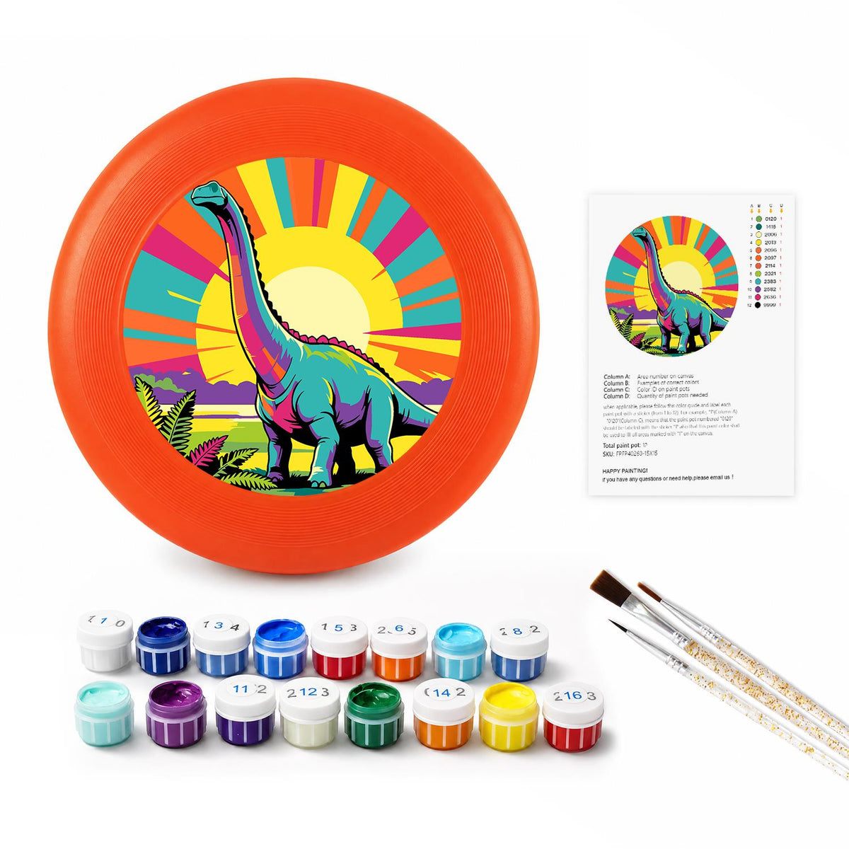 Sunrise Long-Neck Dinosaur (Paint by Numbers Flying Disc)