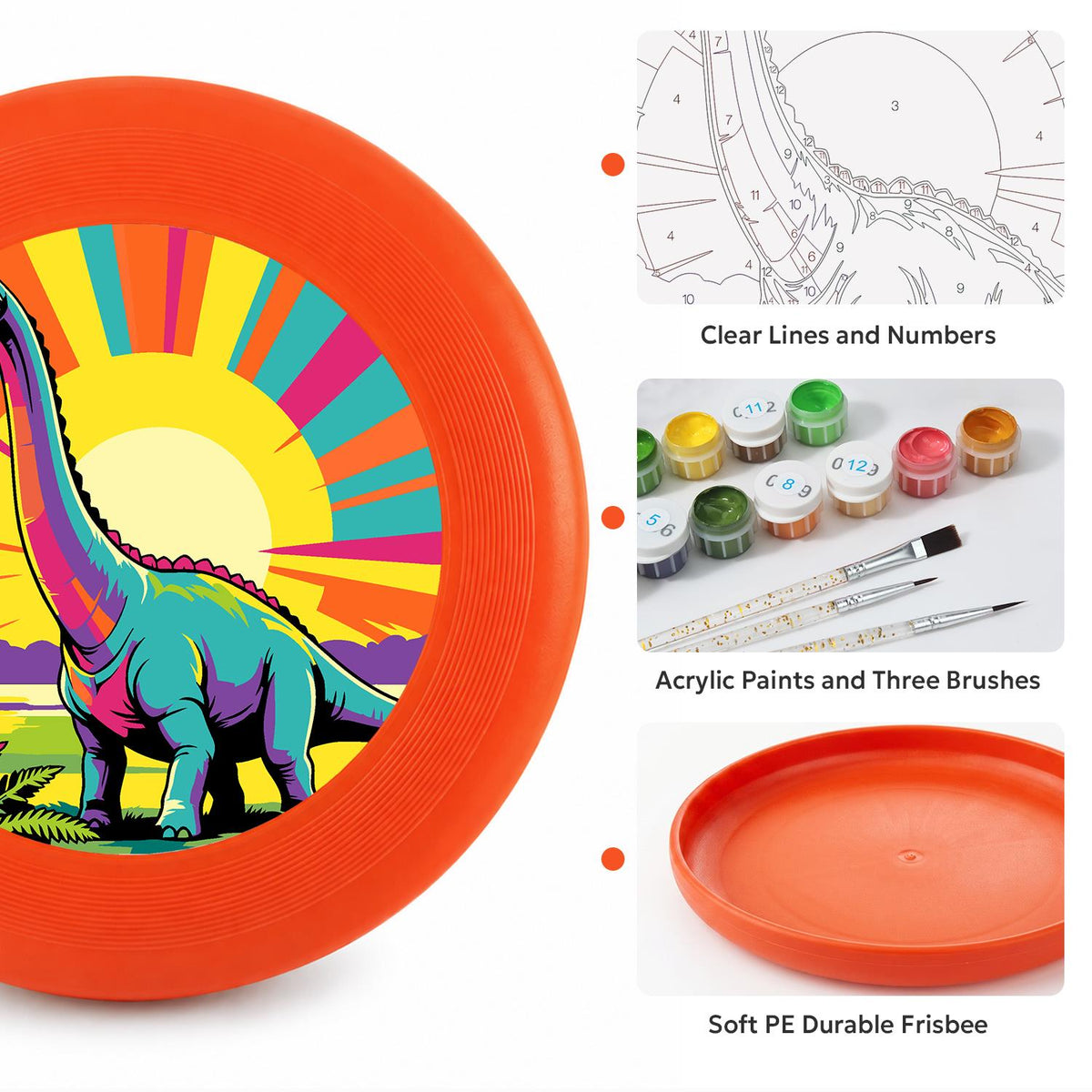 Sunrise Long-Neck Dinosaur (Paint by Numbers Flying Disc)