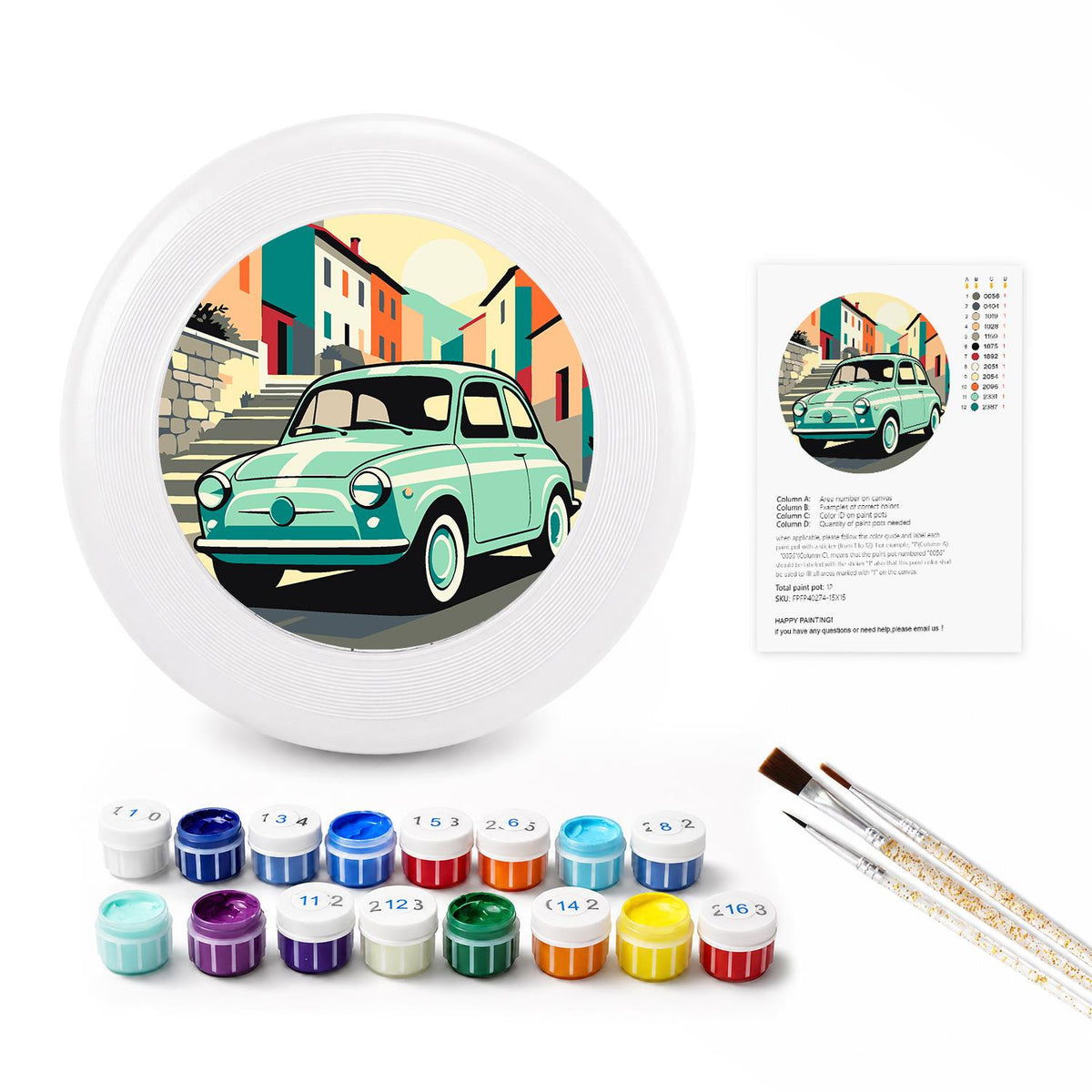 Mint Classic Car (Paint by Numbers Flying Disc)