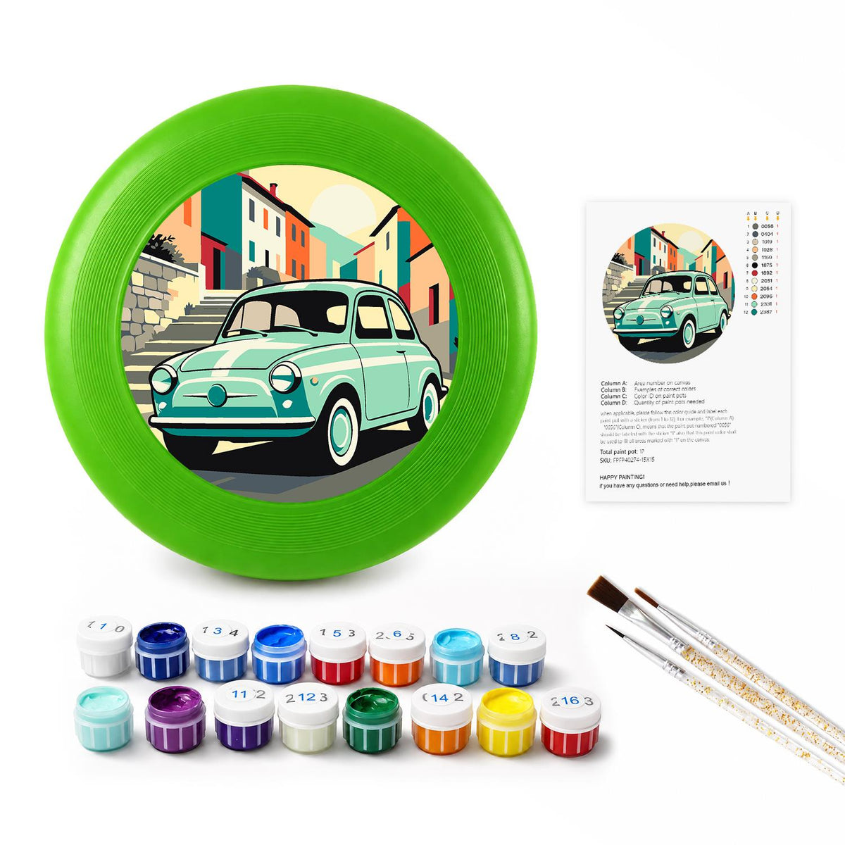 Mint Classic Car (Paint by Numbers Flying Disc)