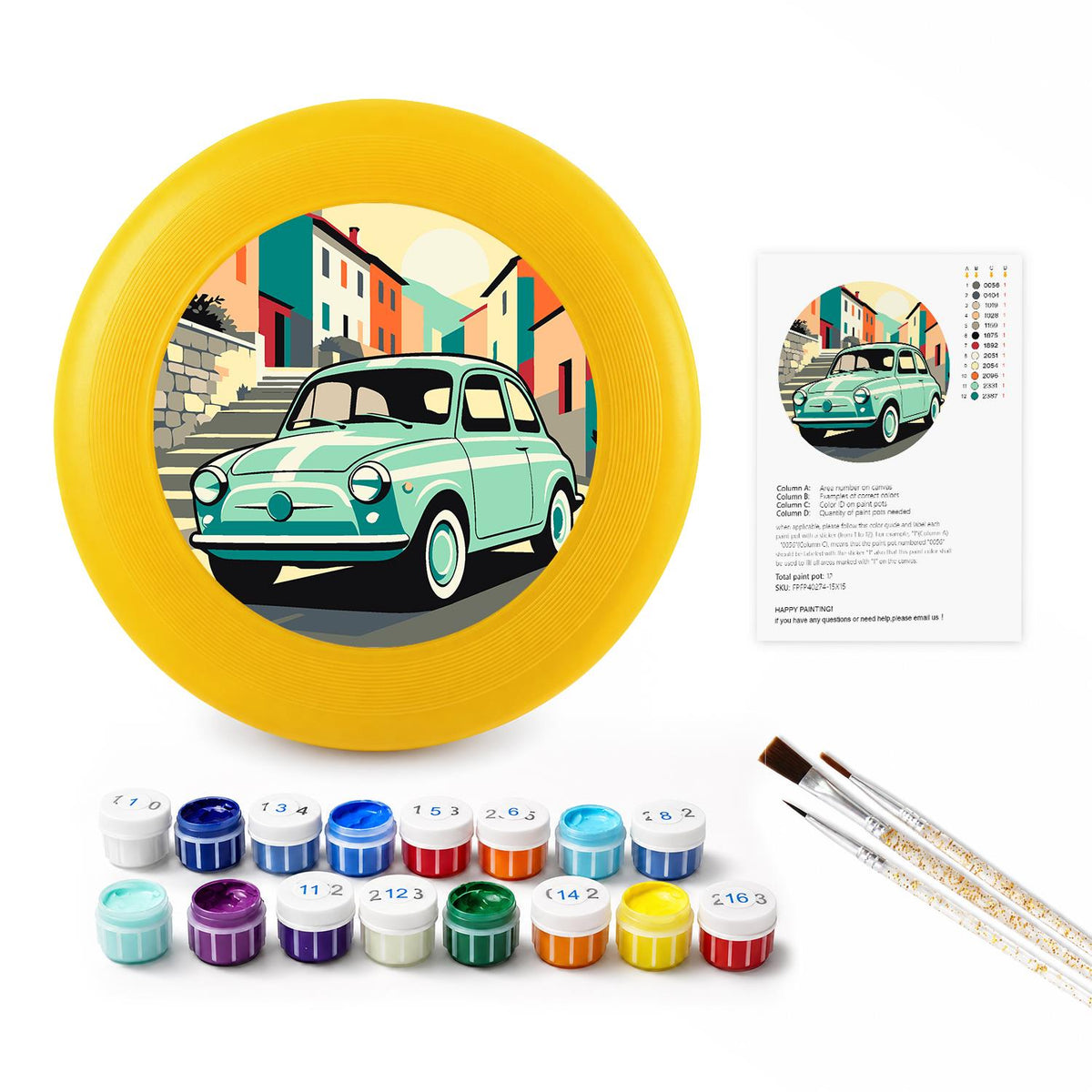 Mint Classic Car (Paint by Numbers Flying Disc)