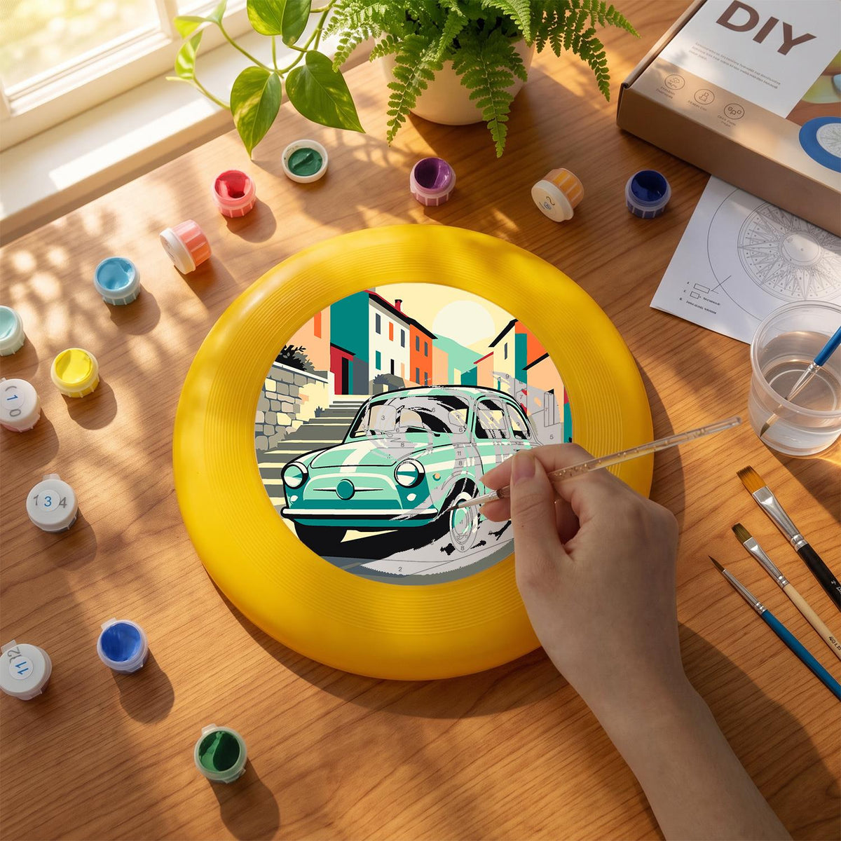 Mint Classic Car (Paint by Numbers Flying Disc)