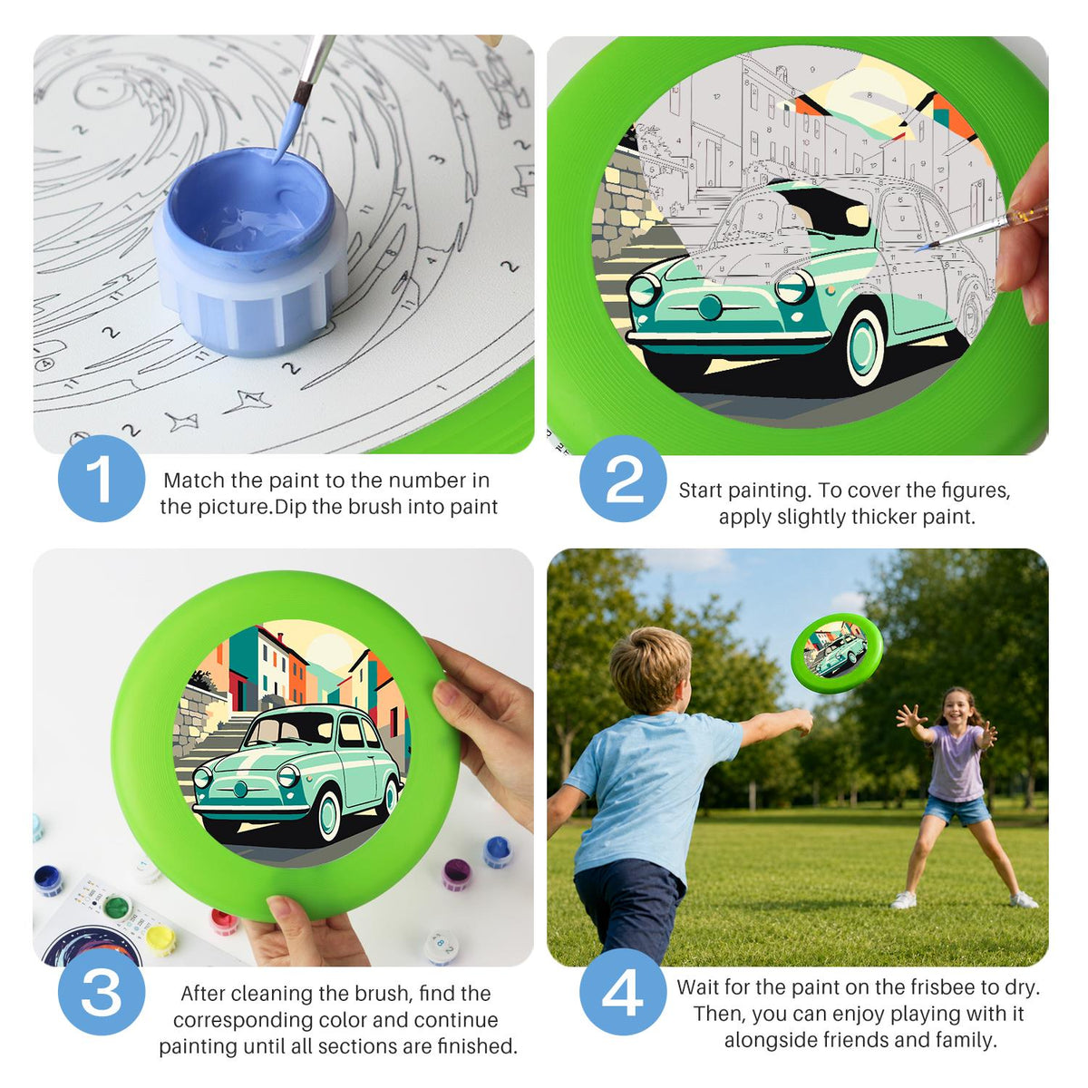 Mint Classic Car (Paint by Numbers Flying Disc)