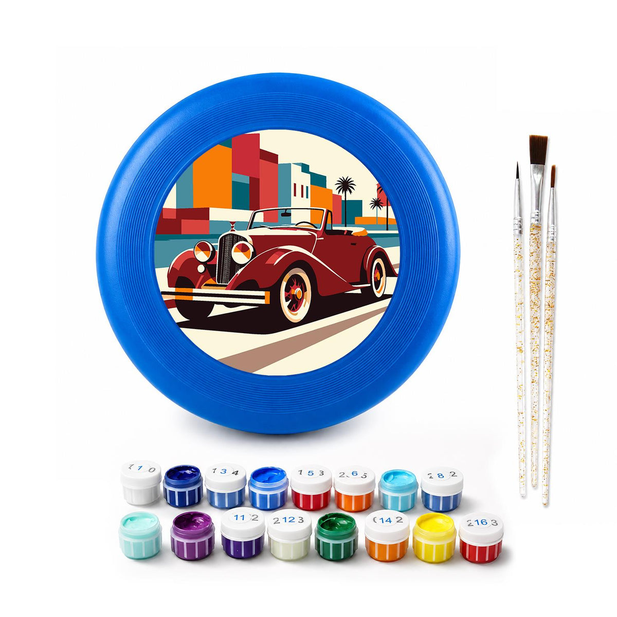Red Vintage Car (Paint by Numbers Flying Disc)
