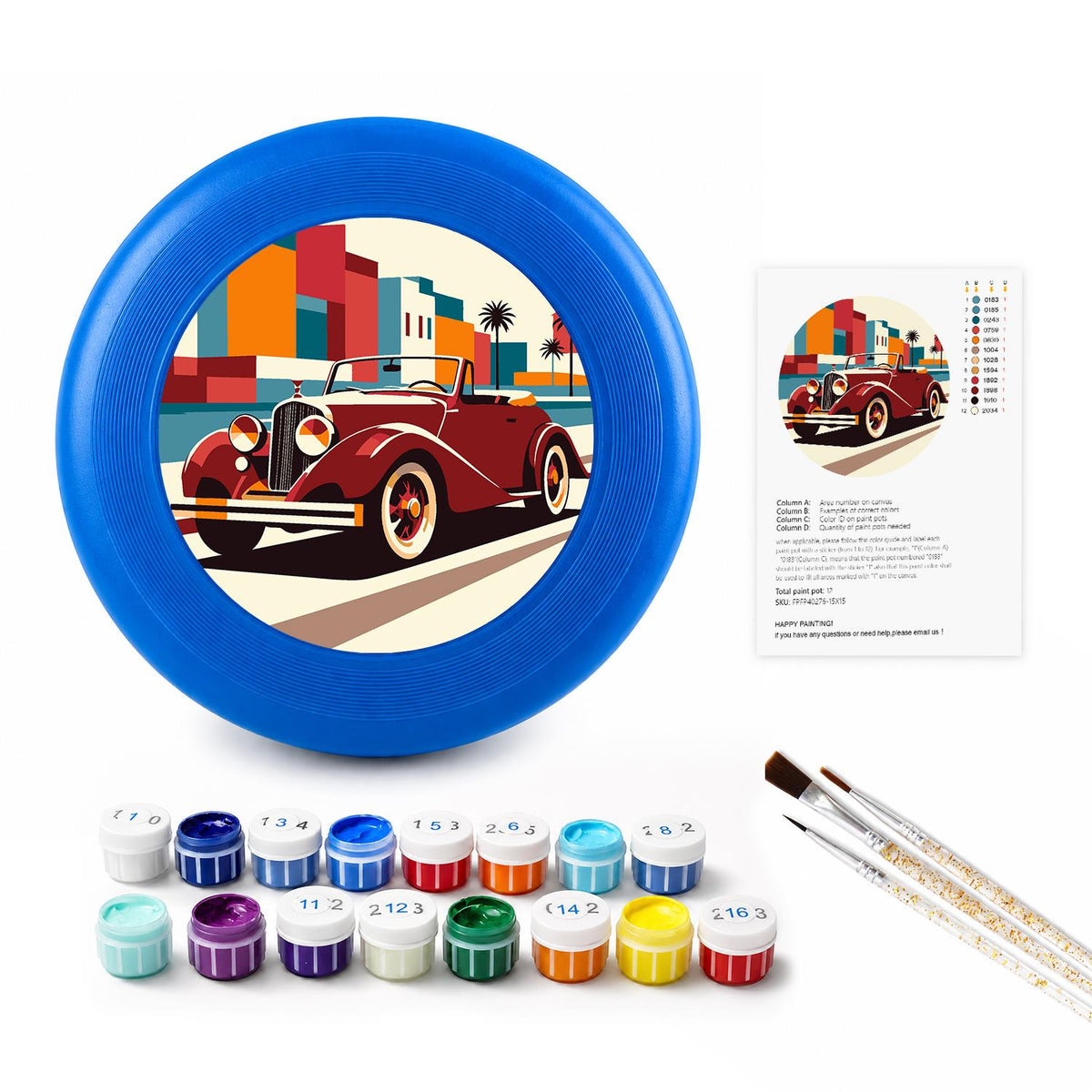 Red Vintage Car (Paint by Numbers Flying Disc)