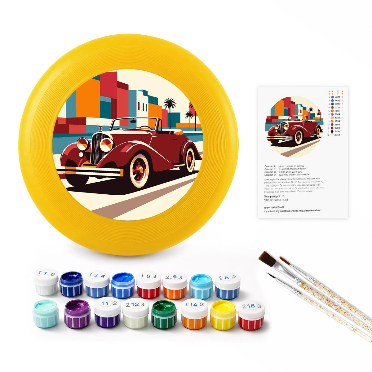 Red Vintage Car (Paint by Numbers Flying Disc)