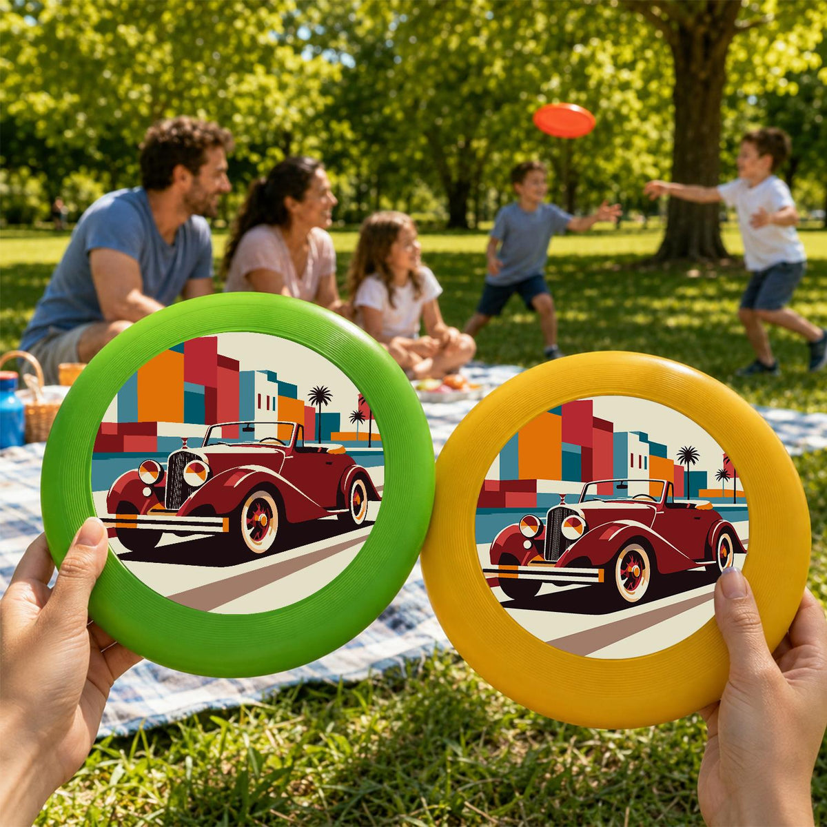 Red Vintage Car (Paint by Numbers Flying Disc)