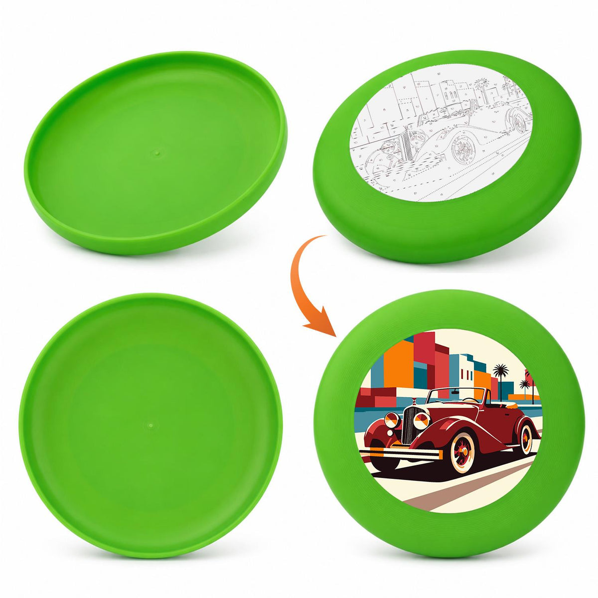 Red Vintage Car (Paint by Numbers Flying Disc)