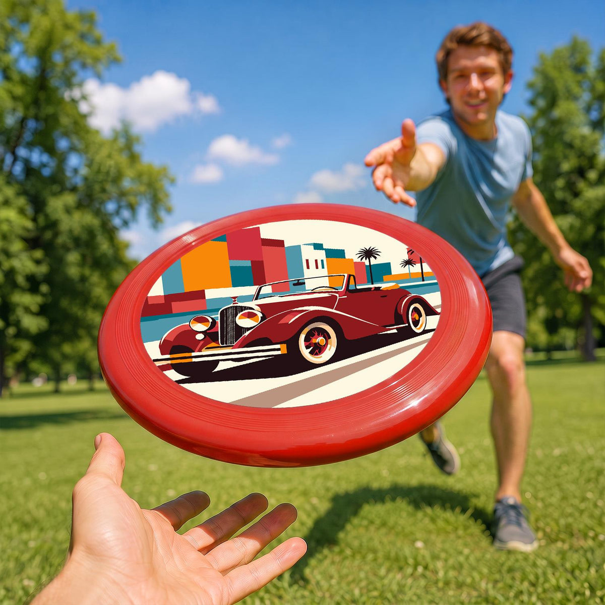 Red Vintage Car (Paint by Numbers Flying Disc)