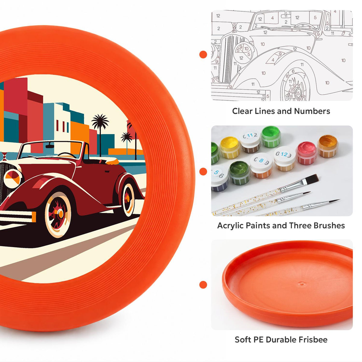 Red Vintage Car (Paint by Numbers Flying Disc)