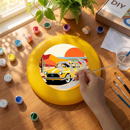 Yellow Sports Car (Paint by Numbers Flying Disc)