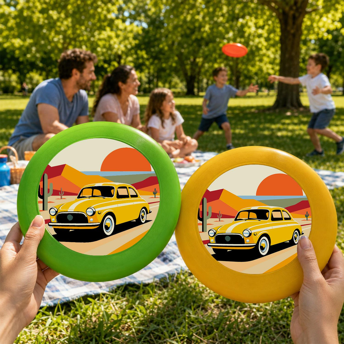 Yellow Sports Car (Paint by Numbers Flying Disc)