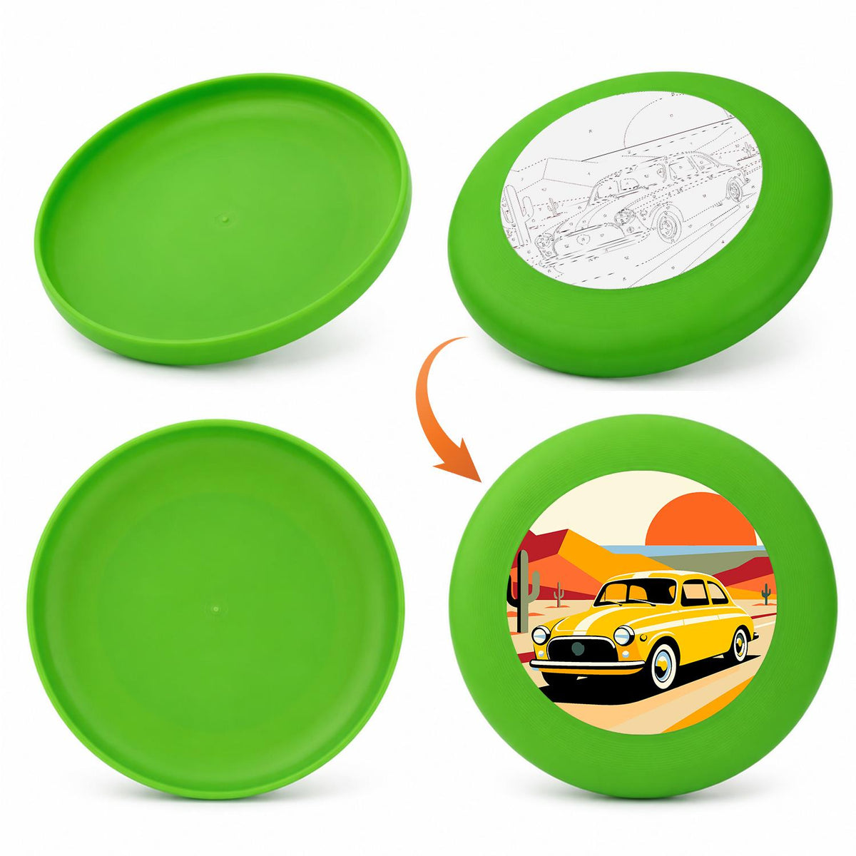 Yellow Sports Car (Paint by Numbers Flying Disc)