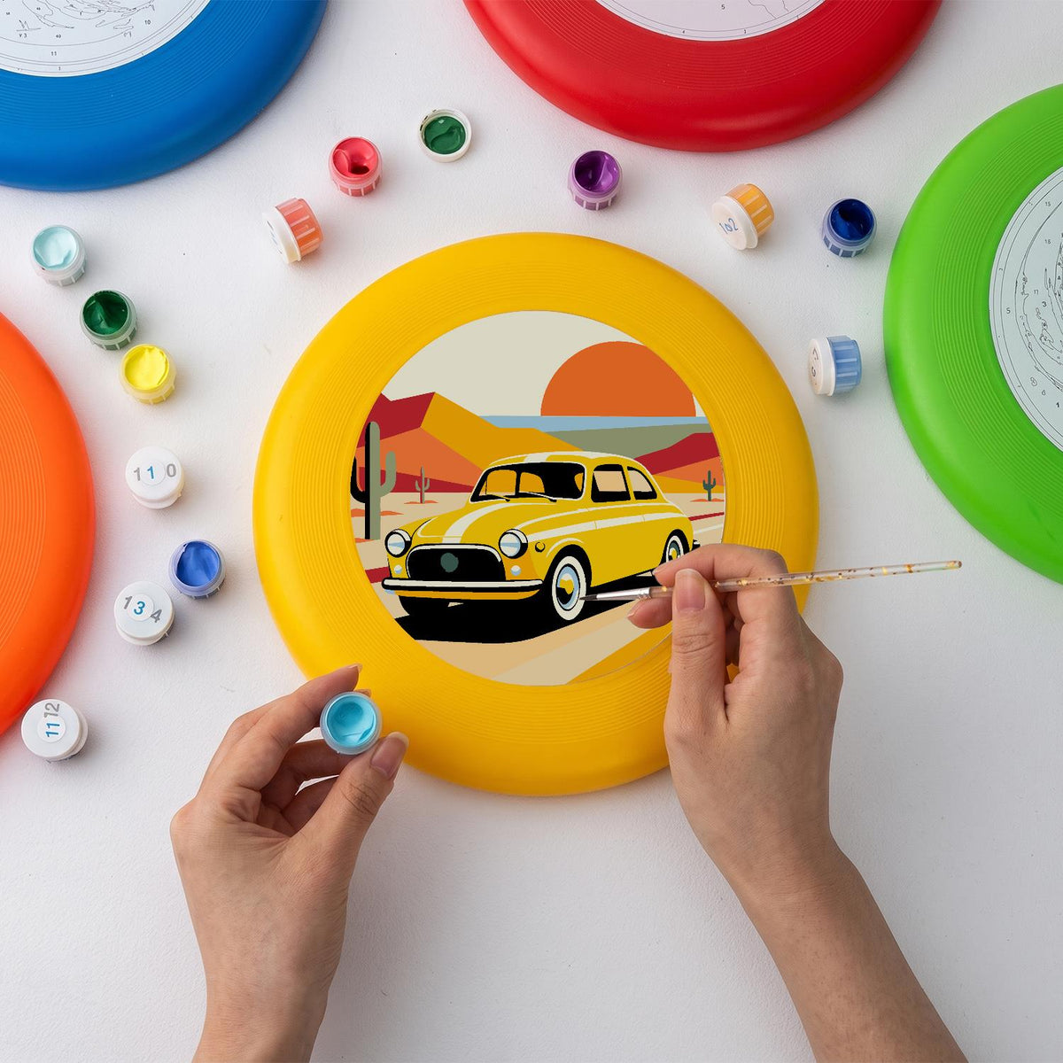 Yellow Sports Car (Paint by Numbers Flying Disc)