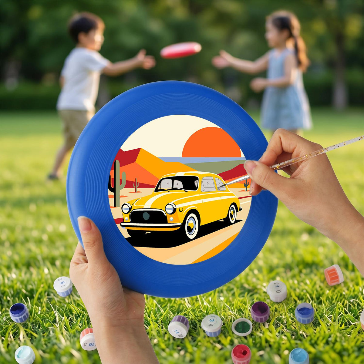 Yellow Sports Car (Paint by Numbers Flying Disc)