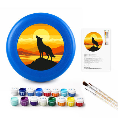 Howling Wolf at Sunset (Paint by Numbers Flying Disc)