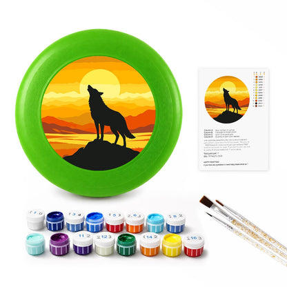 Howling Wolf at Sunset (Paint by Numbers Flying Disc)