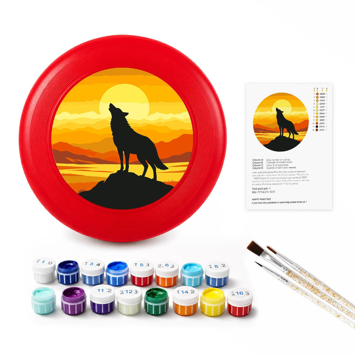 Howling Wolf at Sunset (Paint by Numbers Flying Disc)